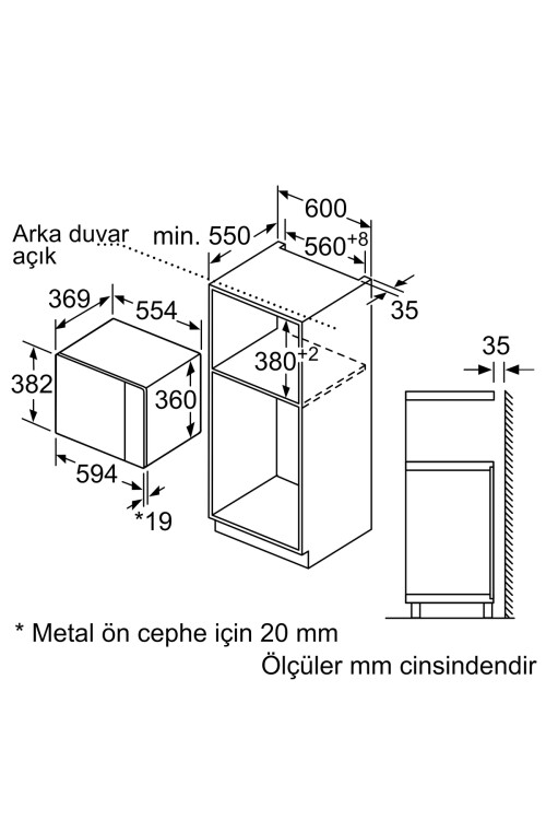 BEL554MG2  Serie 6 Ankastre Mikrodalga, Izgara Fonksiyonlu 59 x 38 cm