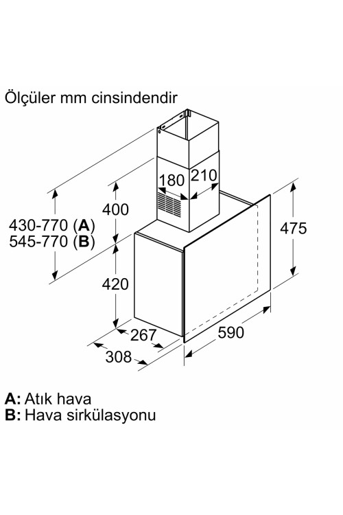 DWF67AK20T  Serie 6 Duvar Tipi Davlumbaz 60 cm Beyaz Cam Yüzey