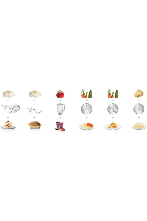 MUM58720 Mutfak Makinesi MUM5 1000 W Kırmızı, Gümüş