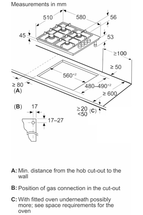 PBP6C5K80O  Serie 2 Gazlı Ocak 60 cm Paslanmaz çelik