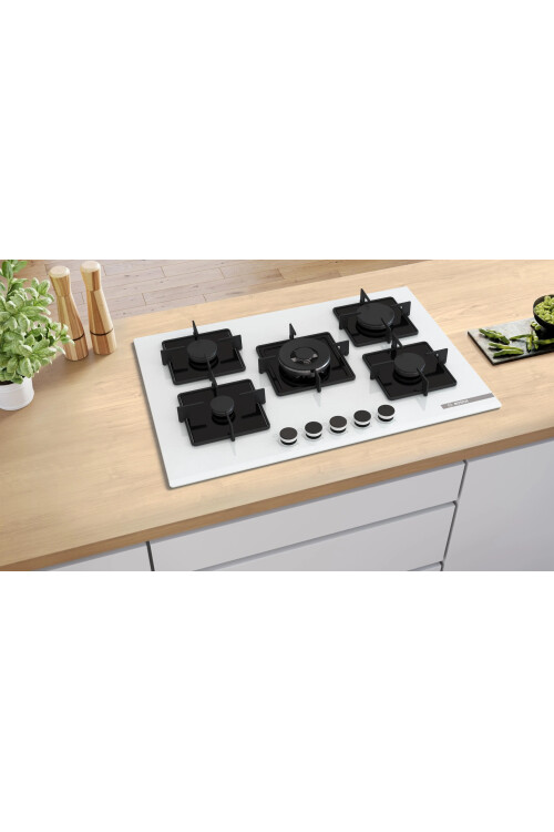 PNQ7B2P30O Serie 4 Gazlı Ocak 75 cm Sert cam, Beyaz