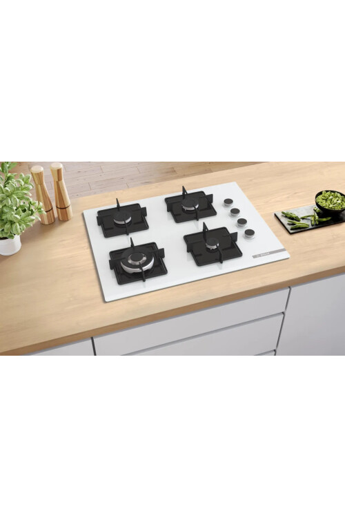 POH7C2P30O Serie 4 Gazlı Ocak 67 cm Sert cam, Beyaz