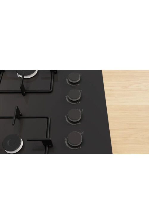 POH7C6P30O Serie 4 Gazlı Ocak 67 cm Sert cam, Siyah