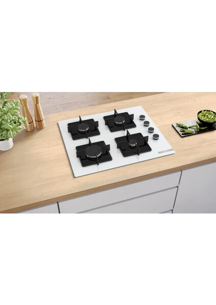 POP6C2P30O Serie 4 Gazlı Ocak 60 cm Sert cam, Beyaz