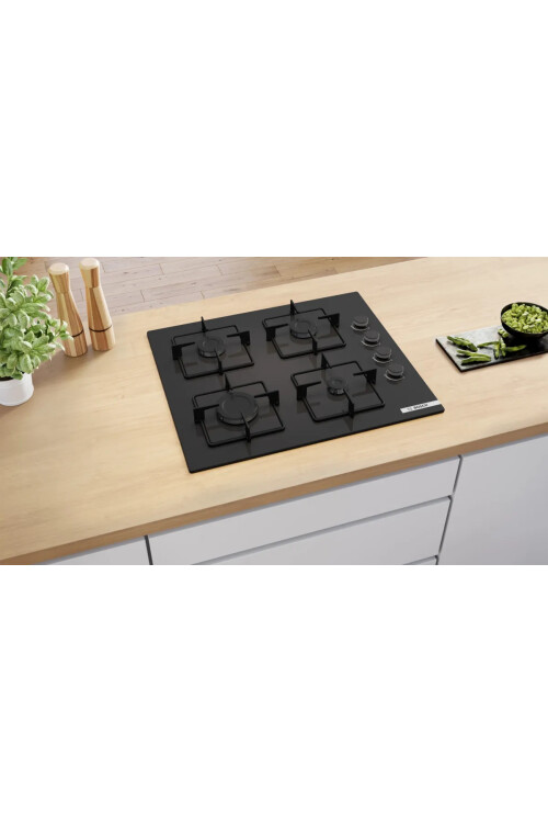 POP6C6P30O Serie 4 Gazlı Ocak 60 cm Sert cam, Siyah