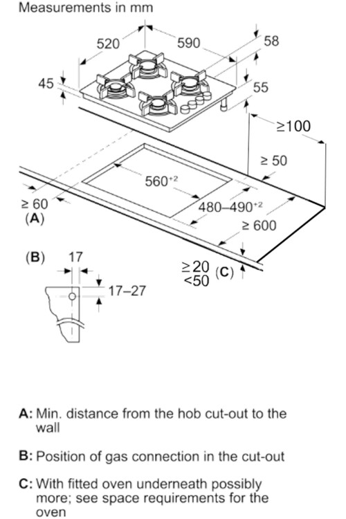 POP6C6P31O  Serie 4 Gazlı Ocak 60 cm Sert cam, Siyah