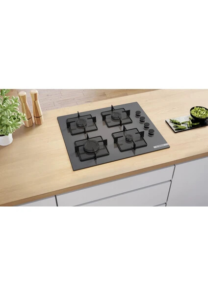 POP6C9P30O Serie 4 Gazlı Ocak 60 cm Sert cam, Antrasit gri