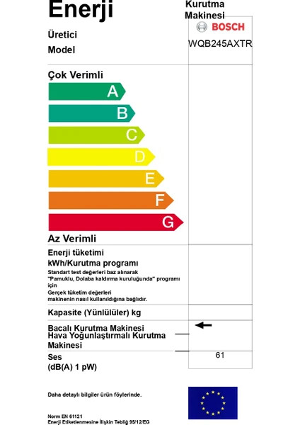 WQB245AXTR  Serie 8 Isı Pompalı Kurutma Makinesi 9 kg Gümüş