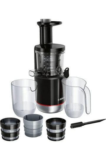 MESM731M VitaExtract Yavaş Sıkım Katı Meyve Sıkacağı VitaExtract 150 W Siyah, Fırçalanmış paslanmaz çelik